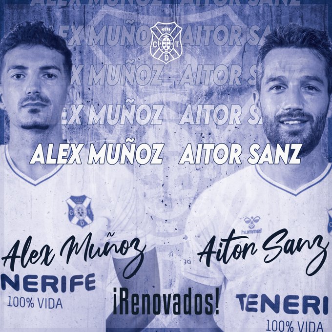 El Tenerife anuncia las renovaciones de Aitor Sanz y Álex Muñoz