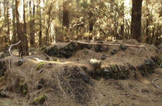 La ceniza hace peligrar un conjunto arqueológico de cabañas en La Palma