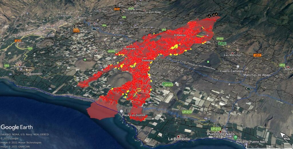 La lava afecta a 680 hectáreas y destruye 1.548 edificaciones