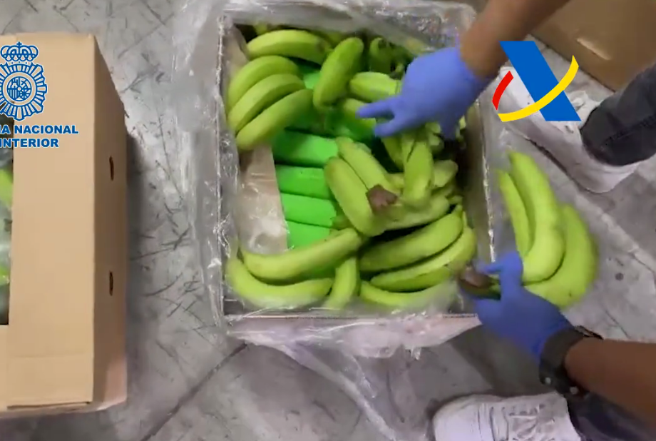 Desmantelan una red que introducía cocaína oculta entre cajas de plátanos