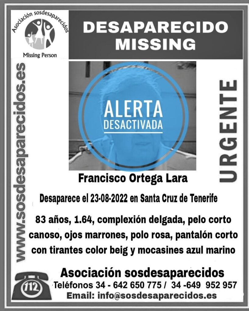 Localizan al octogenario desaparecido en Santa Cruz de Tenerife