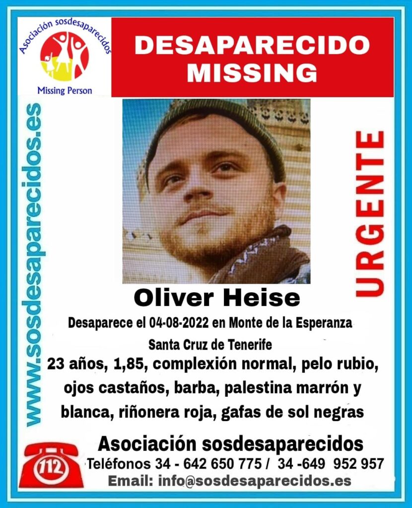 Policía pide colaboración para dar con el joven desaparecido en Tenerife