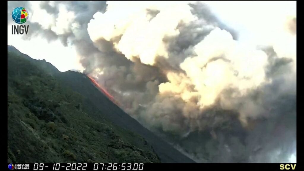 erupción del volcán Stromboli