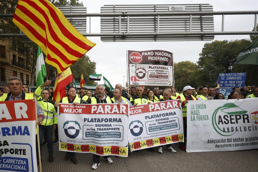 Cientos de transportistas marchan por Madrid como protesta