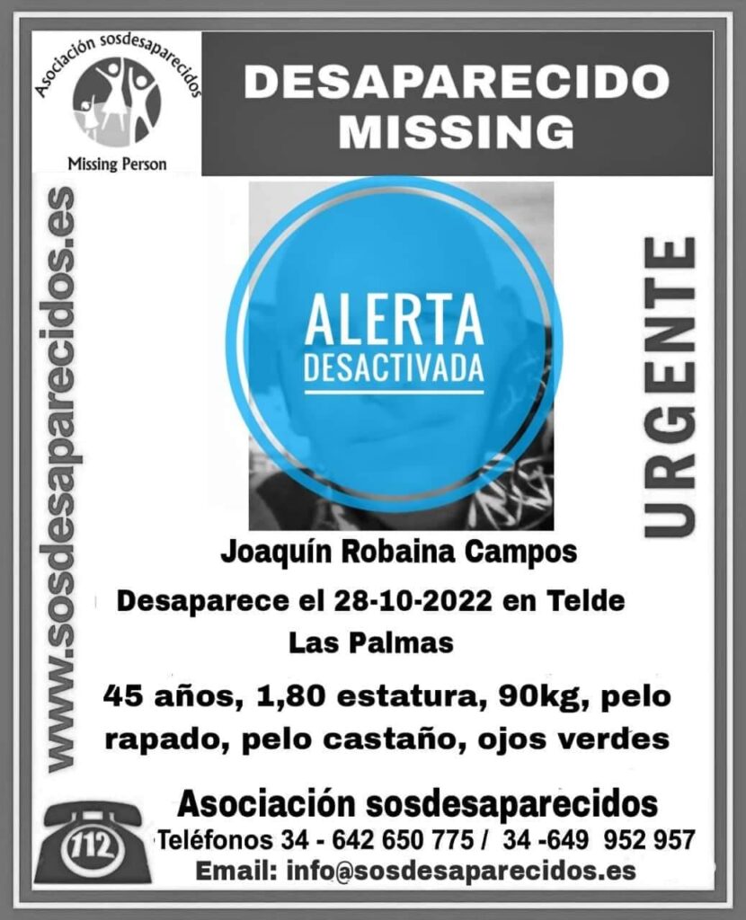 Localizan a Joaquín Robaina Campos, desaparecido en Telde
