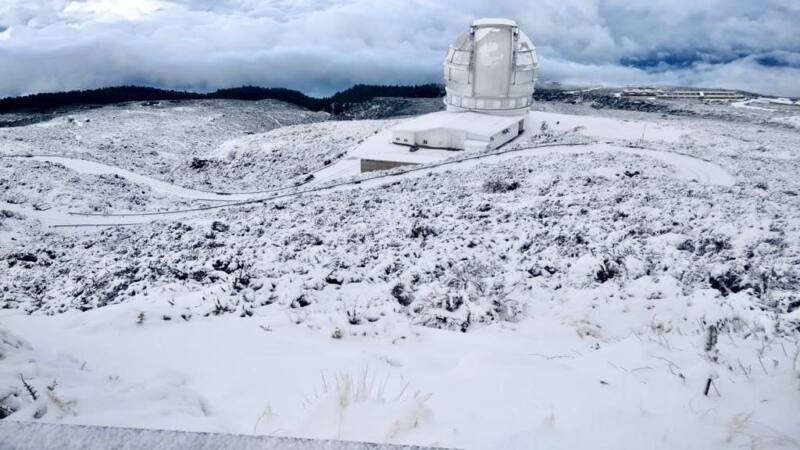 Nieve en el Roque de Los Muchachos