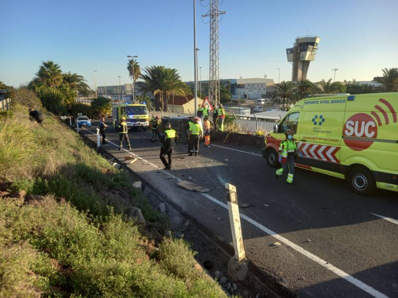 Grave tras volcar con su coche en Ingenio, Gran Canaria