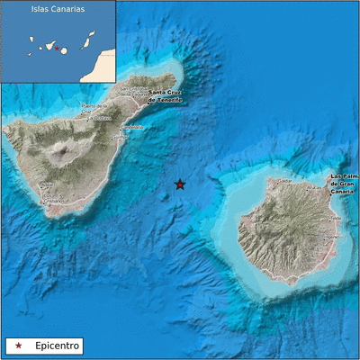 Detectan un terremoto de magnitud 2.5 mbLg entre Gran Canaria y Tenerife