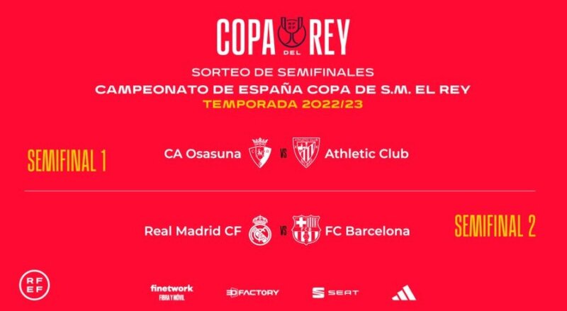 Osasuna-Athletic y Real Madrid-Barcelona, semifinales de la Copa