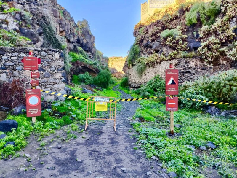 Cerrado temporalmente por desprendimientos un tramo del Corredor Paisajístico de Telde, Gran Canaria