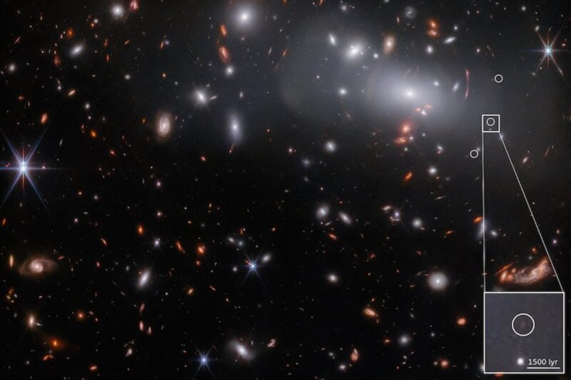 Descubren una diminuta galaxia a través del telescopio James Webb