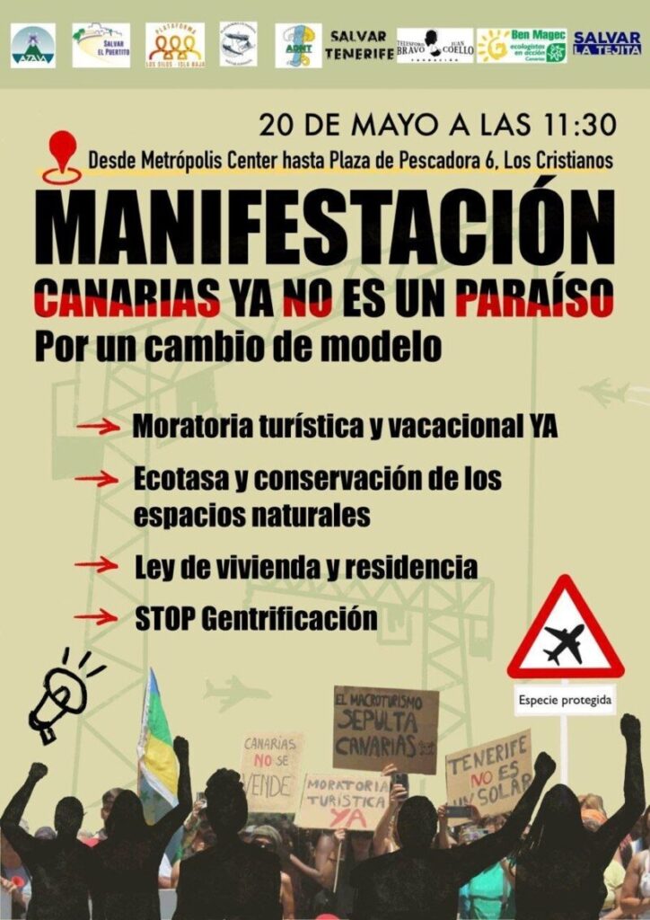 Manifestación en Tenerife para pedir moratoria, ecotasa y Ley de Residencia