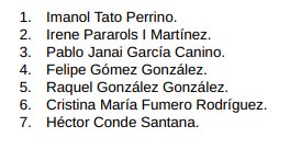 Lista completa de candidatos de Frente Obrero al Congreso de los Diputados por la provincia de Santa Cruz de Tenerife