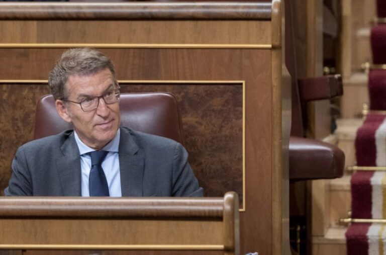 Alberto Núñez Feijóo en el Congreso durante el debate de investidura