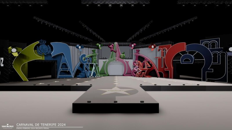 Maqueta del que será el escenario del carnaval de Santa Cruz de Tenerife 2024 ubicado en el recinto ferial / Ayuntamiento de Santa Cruz de Tenerife