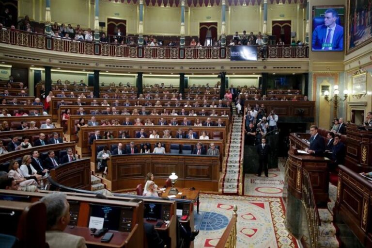 El líder del Partido Popular y candidato presidencial, Alberto Núñez Feijóo durante su intervención en la segunda votación a su investidura