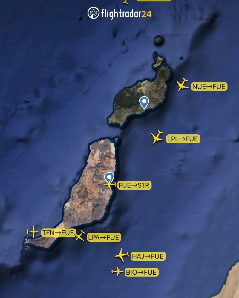 Tres aviones, desviados por el bloqueo de una pista del aeropuerto de Fuerteventura