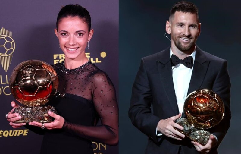 Aitana Bonmatí y Leo Messi, galardonados con el Balón de Oro. Imágenes EFE