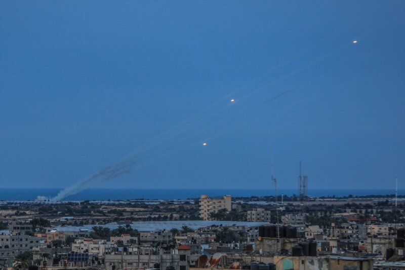 Cohetes lanzados por Hamás desde la ciudad de Rafah, en el sur de Gaza. Dos españoles sufrieron el ataque de Gaza sobre Israel