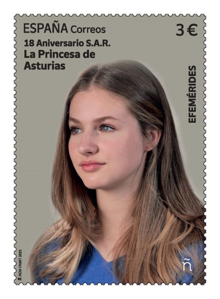 Sello de la Princesa de Asturias con motivo de su 18 aniversario.