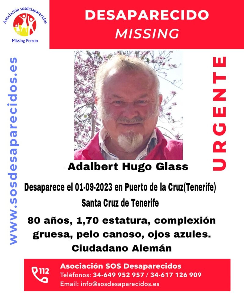 Buscan a Adalbert Hugo, un hombre de 80 años desaparecido en Tenerife