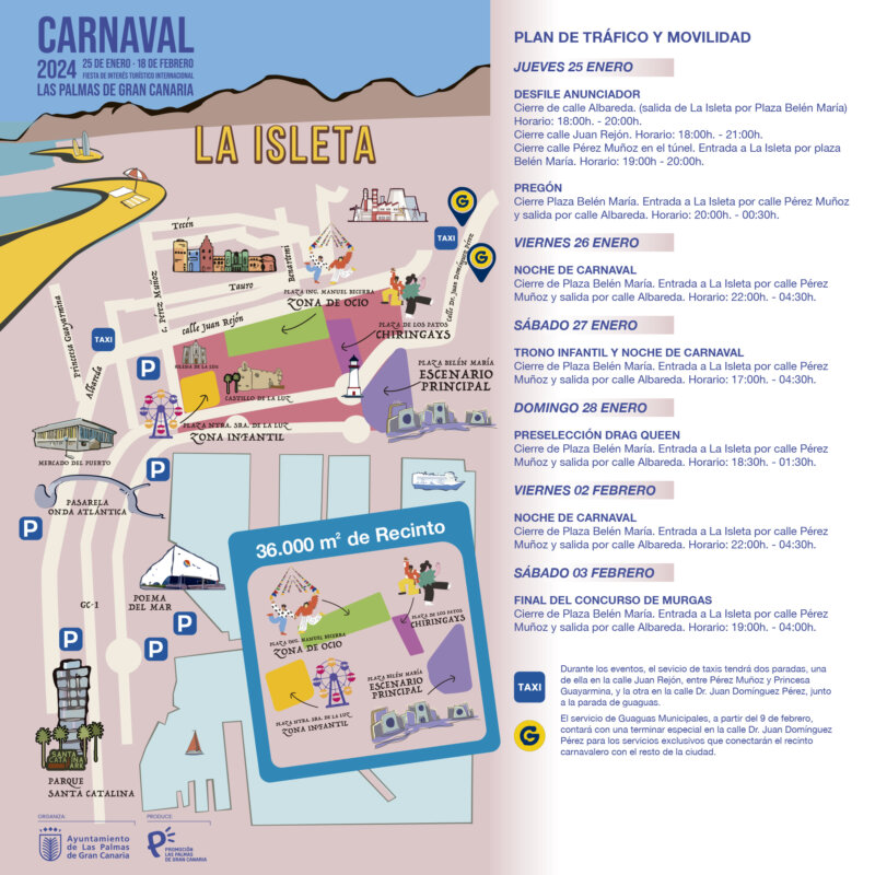 Carnaval de Las Palmas de Gran Canaria reordenación del tráfico durante las fiestas 2024
