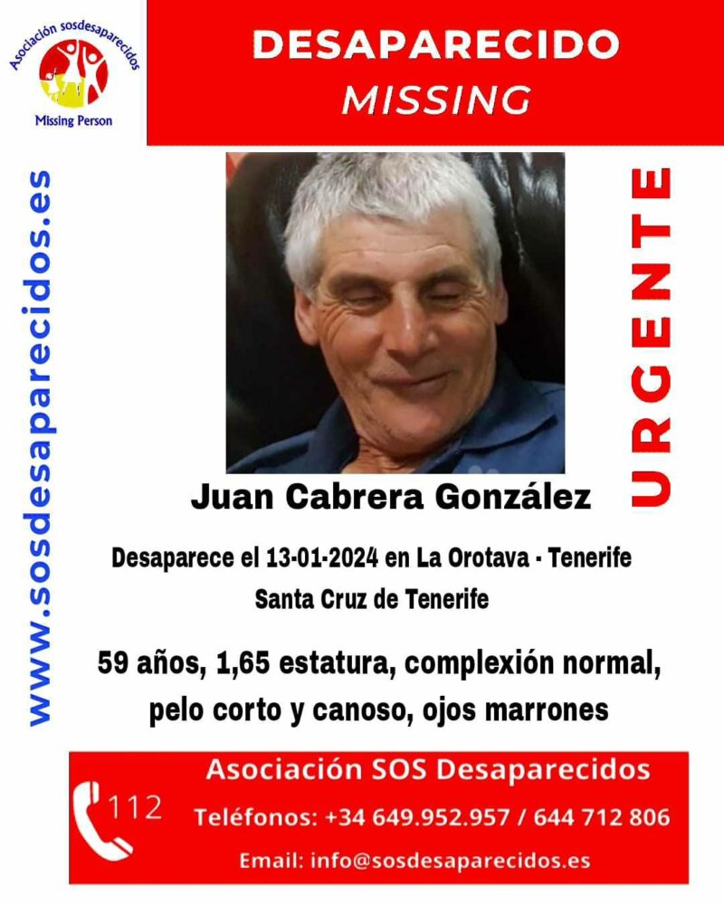 Cartel de búsqueda de Juan Cabrera González