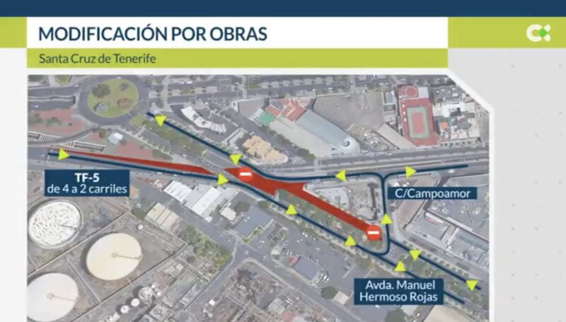 Cambios en el tráfico en Santa Cruz de Tenerife por las obras de la depuradora / RTVC