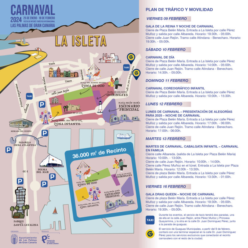 Carnaval de Las Palmas de Gran Canaria reordenación del tráfico durante las fiestas 2024
