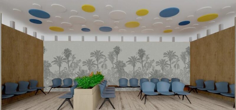 Así será la nueva sala de espera en Urgencias del Hospital Insular.  Imagen cedida