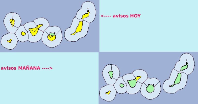 Avisos por viento. Gráfico Aemet Canarias