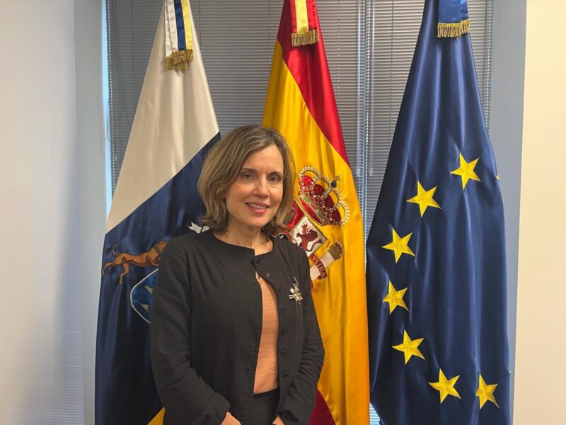 Nacida en Santa Cruz de Tenerife, Domínguez es técnico especialista en asuntos europeos en la delegación del Gobierno de Canarias en la capital belga