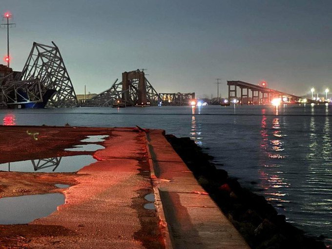 Puente Francis Scott Key, en Baltimore, tras el derrumbe. Imagen Reuters