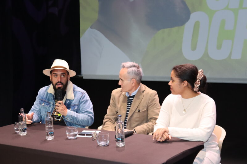 Kike Pérez, Horacio Umpiérrez y Wendy Fuentes durante la presentación de los nuevos espectáculos del artista lanzaroteño