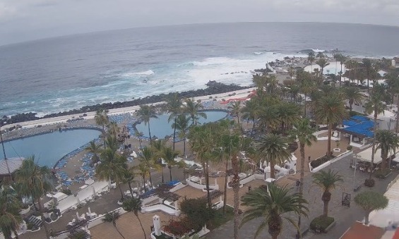 Imagen zona Martiánez en el Puerto de La Cruz en el norte de Tenerife. Imagen captada de la webcam Skyline