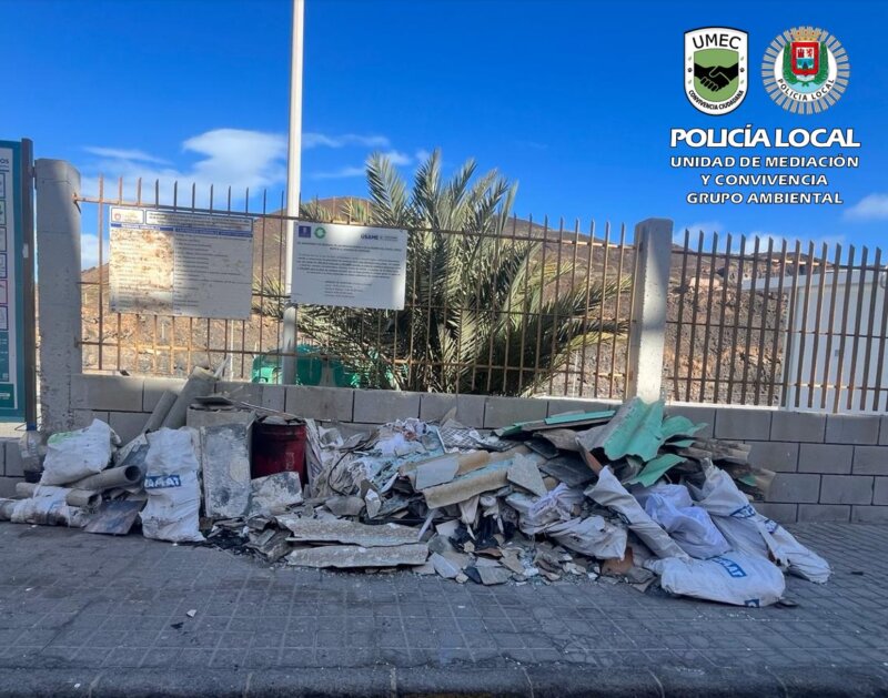 Imagen del vertido de amianto detectado por la Policía Local de Las Palmas de Gran Canaria 