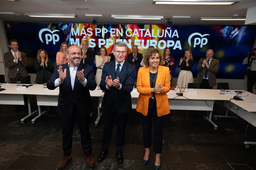 Feijóo cree que Sánchez le dará a Puigdemont el Govern. Imagen: El presidente del PP, Alberto Núñez Feijóo (c), antes de presidir la reunión del Comité Ejecutivo Nacional, este martes en Madrid. EFE 