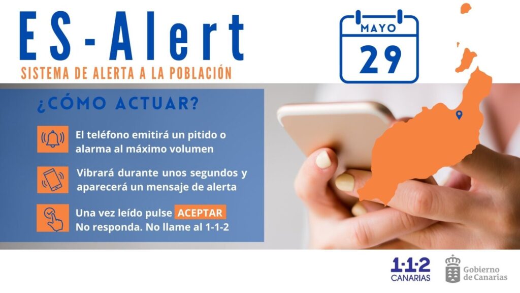 Prueba del sistema ES-Alert en Lanzarote. Imagen Gobierno de Canarias