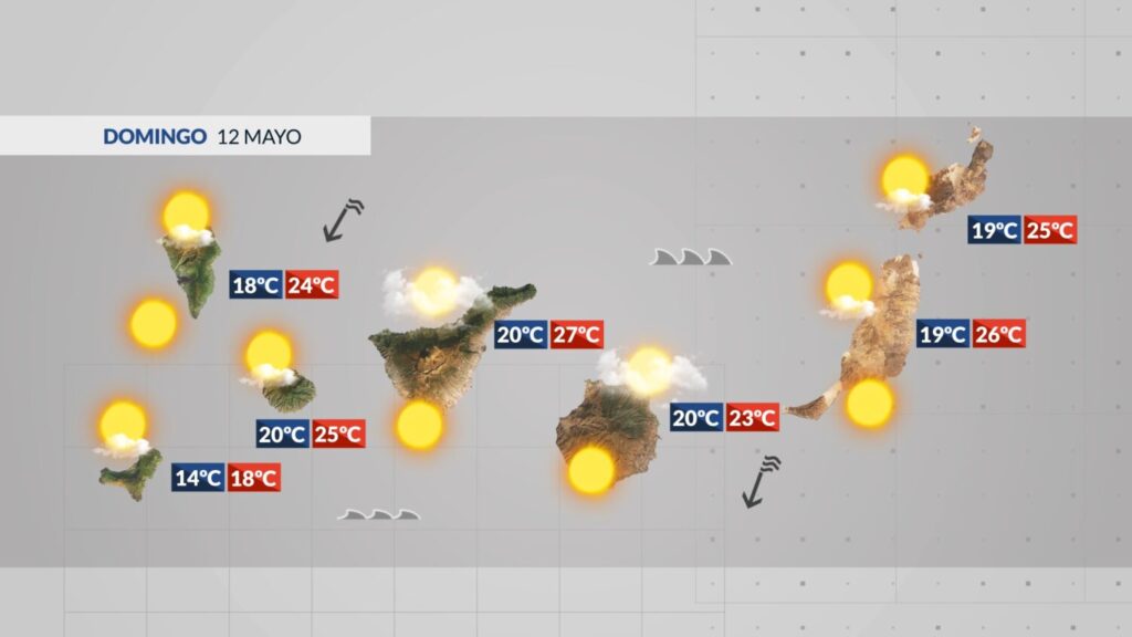 Mapa de la previsión del tiempo para este 12 de mayo en Canarias