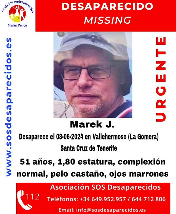 Alerta de SOS Desaparecidos de Marek J.