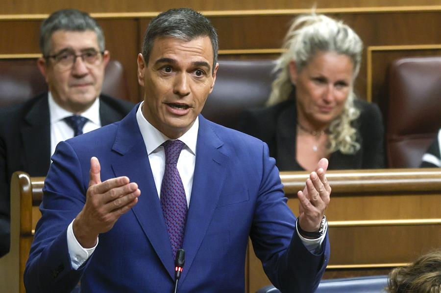 Pedro Sánchez de la sesión del control al Gobierno en el Congreso. Imagen EFE