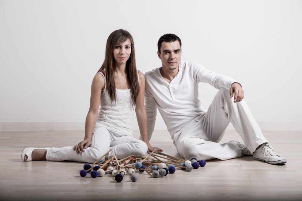 Los percusionistas Verónica Cagigao y Daniel Marín. Imagen cedida Cabildo de Tenerife