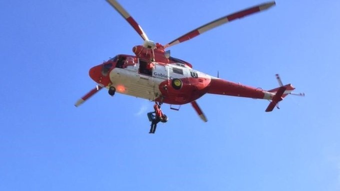 Rescatado por el helicóptero del GES que accedió hasta el afectado para evacuarlo hasta la helisuperficie de El Berriel