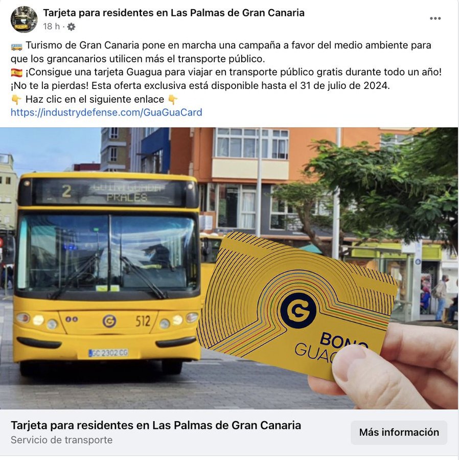 

Imagen de la publicación a la que hace referencia el comunicado de Guaguas Municipales 