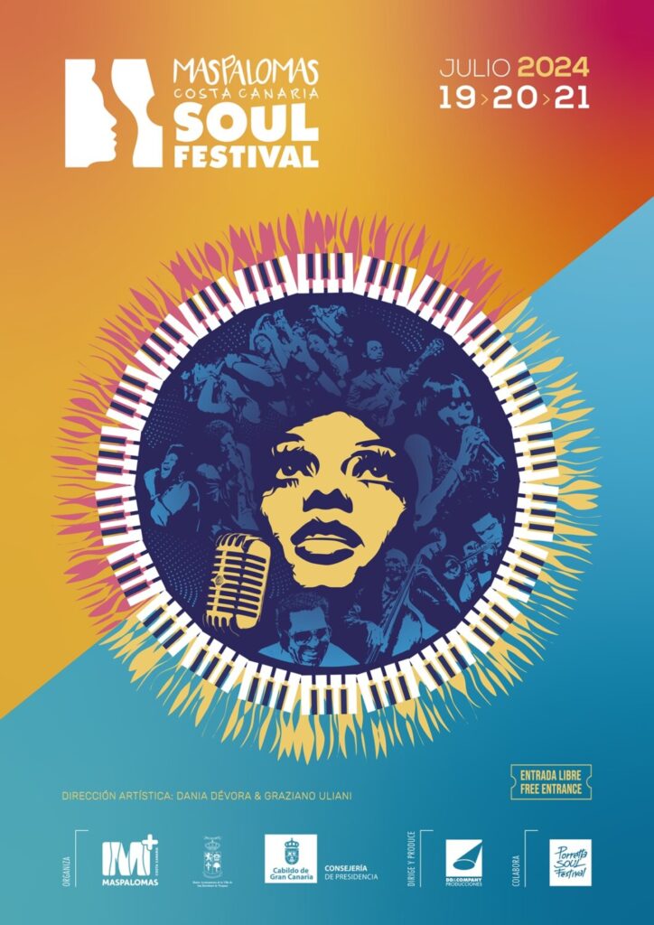 Cartel del festival Maspalomas Costa Canaria Soul Festival que se celebrará del 19 al 21 de julio en Gran Canaria 