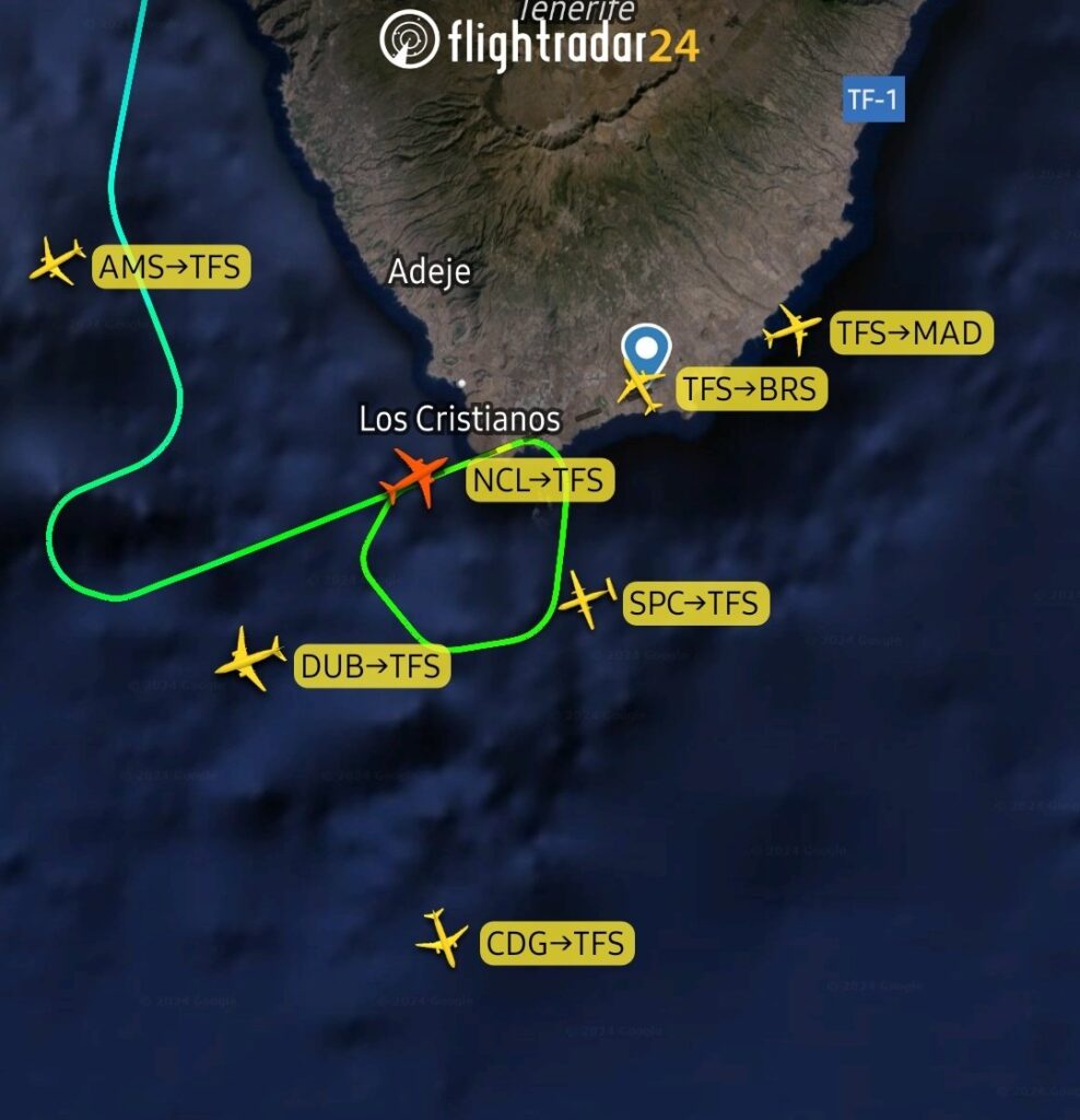 Imagen compartida por la cuenta Controladores Aéreos de la reorganización que se ha realizado durante minutos en Tenerife Sur 