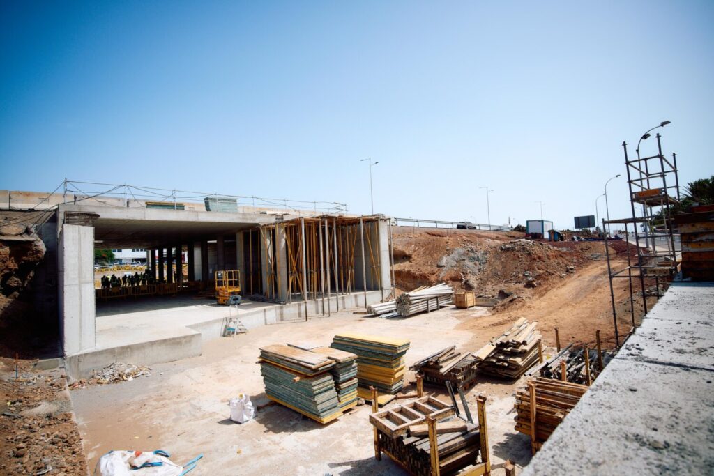 Obras del paso inferior en la LZ-2 en Playa Honda. Imagen Gobierno de Canarias