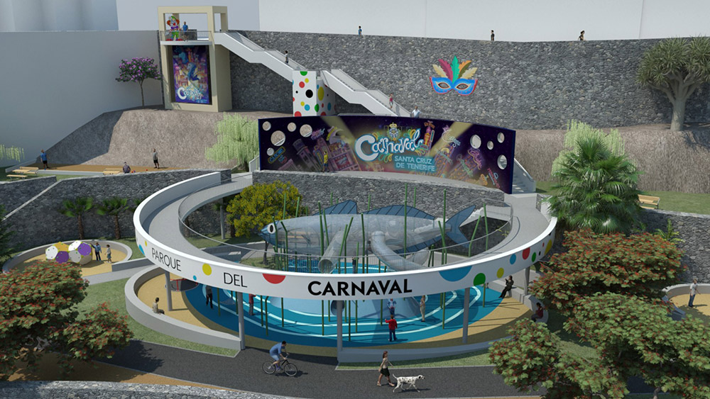 Santa Cruz de Tenerife dedica un parque al carnaval. Infografía de como quedaría el Parque del Carnaval