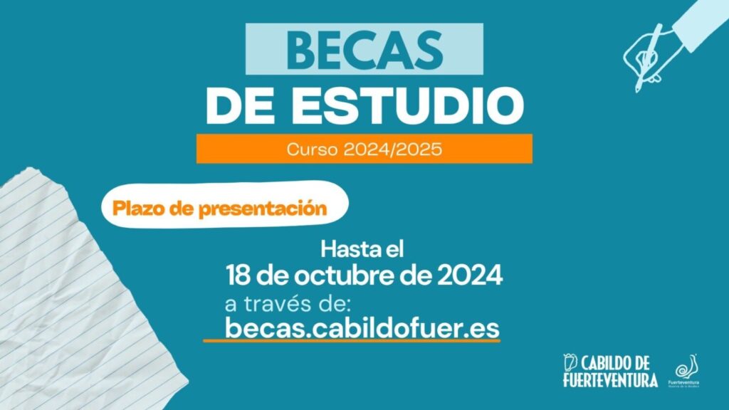 Cartel becas de estudio. Fuente Cabildo de Fuerteventura