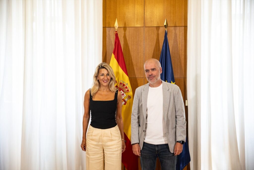 La vicepresidenta Segunda del Gobierno, Yolanda Díaz y el Secretario General de CCOO, Unai Sordo. EUROPA PRESS